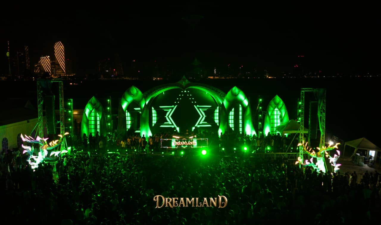 Concert stage with blue lights