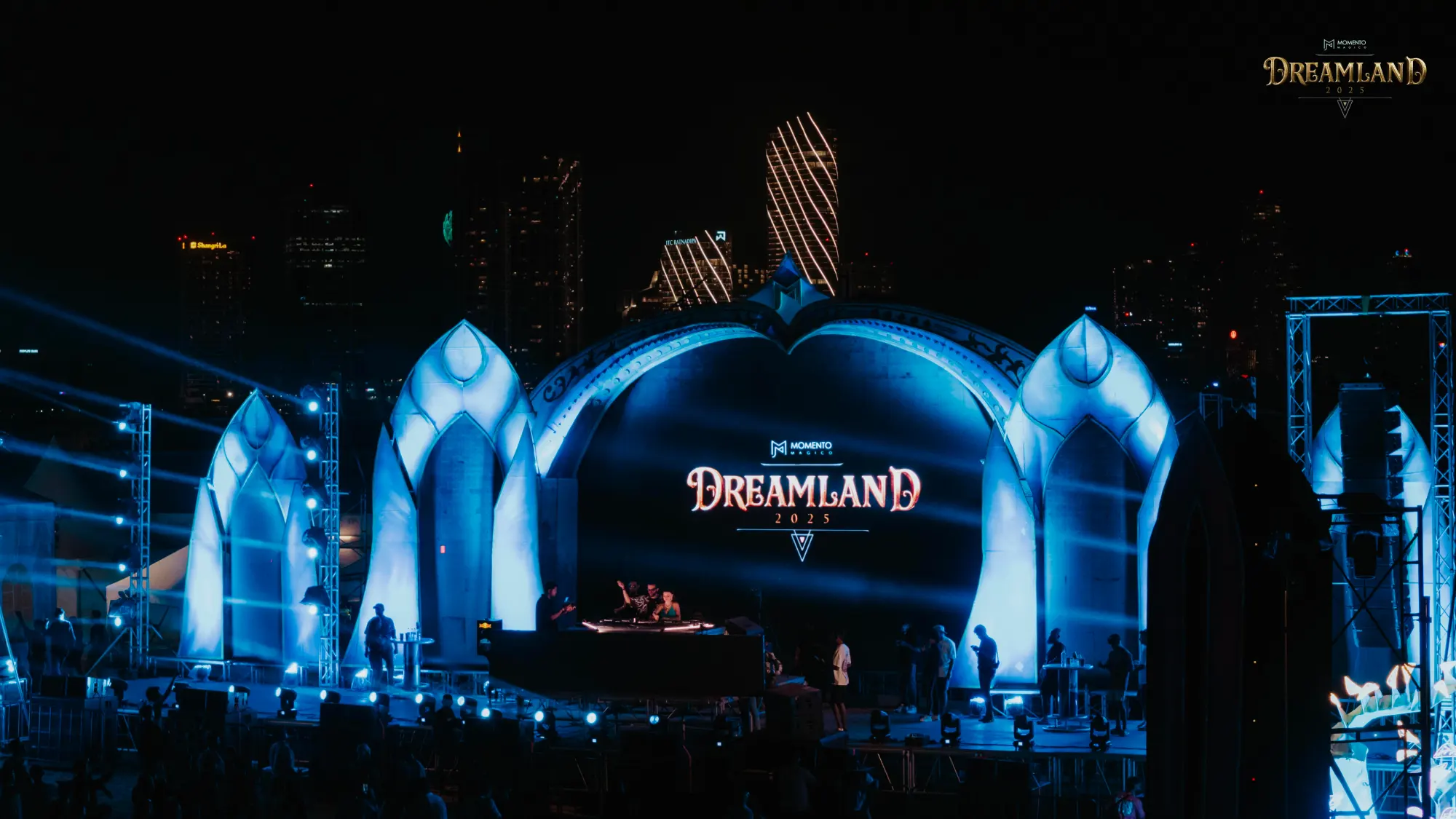 Concert stage with blue lights